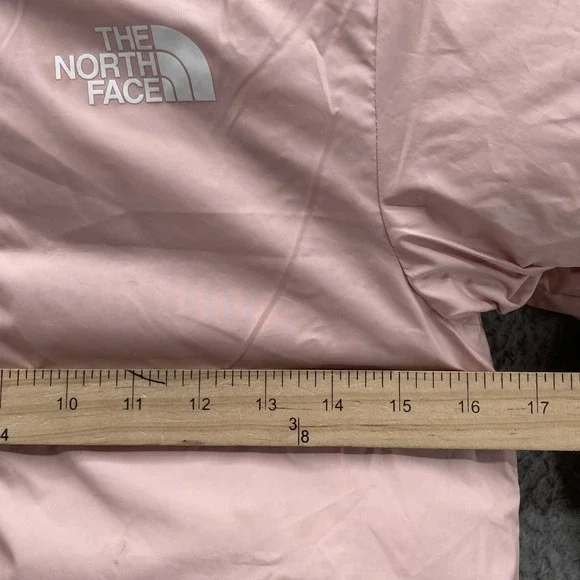 North Face Goose Down 550 Puffer Jacket Youth Girl Medium Pink Reversible Winter